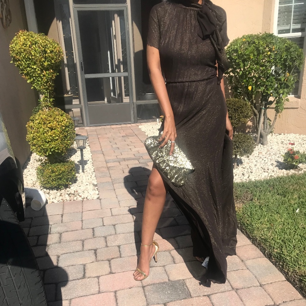 Rare L’AGENCE Chocolate-shimmer gown